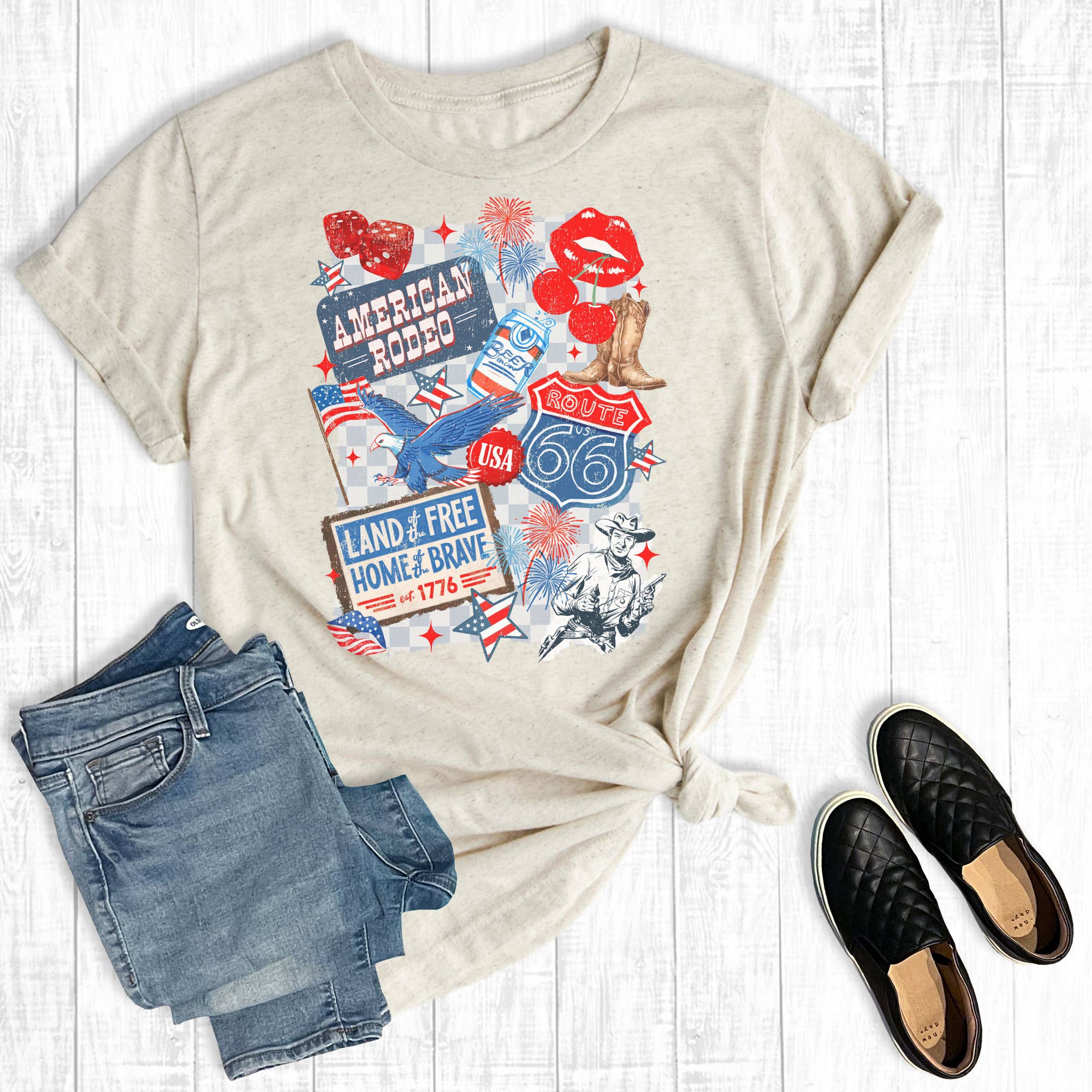 Western 4th Of July Collage Graphic Tee – Fragrant Farmhouse LLC