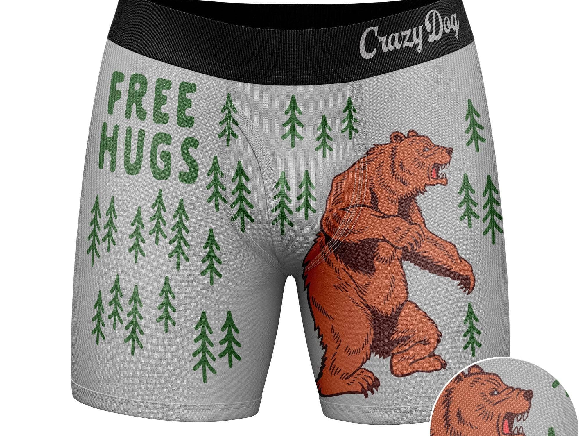 Free Hugs Funny Mens Boxer Briefs Bear Camping Joke