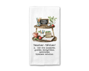 Teacher Definition Towel, School Teacher Waffle Weave Towel