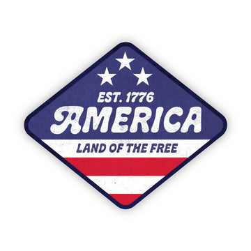 "America Land of the Free" USA Diamond Badge Sticker