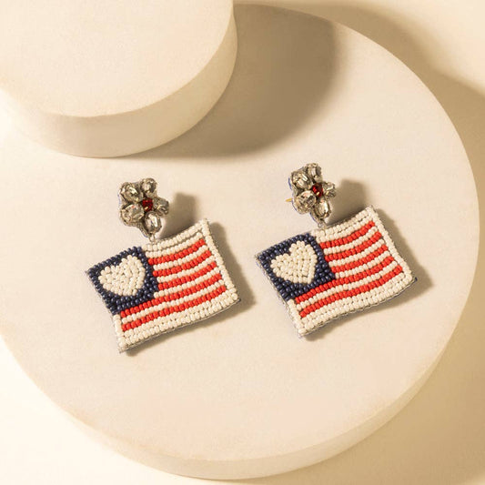 Liberty Range Flag Earrings in Prairie White