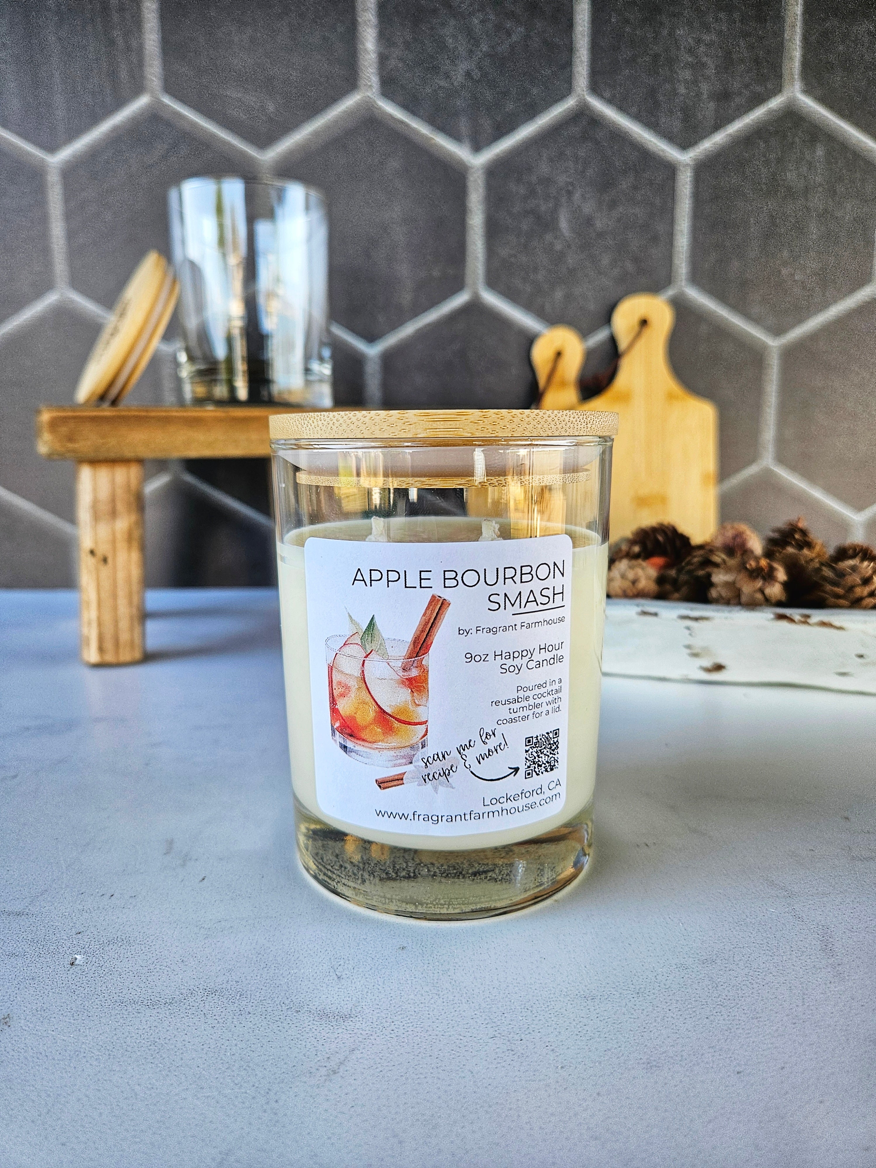 Apple Bourbon Smash Cocktail Candle