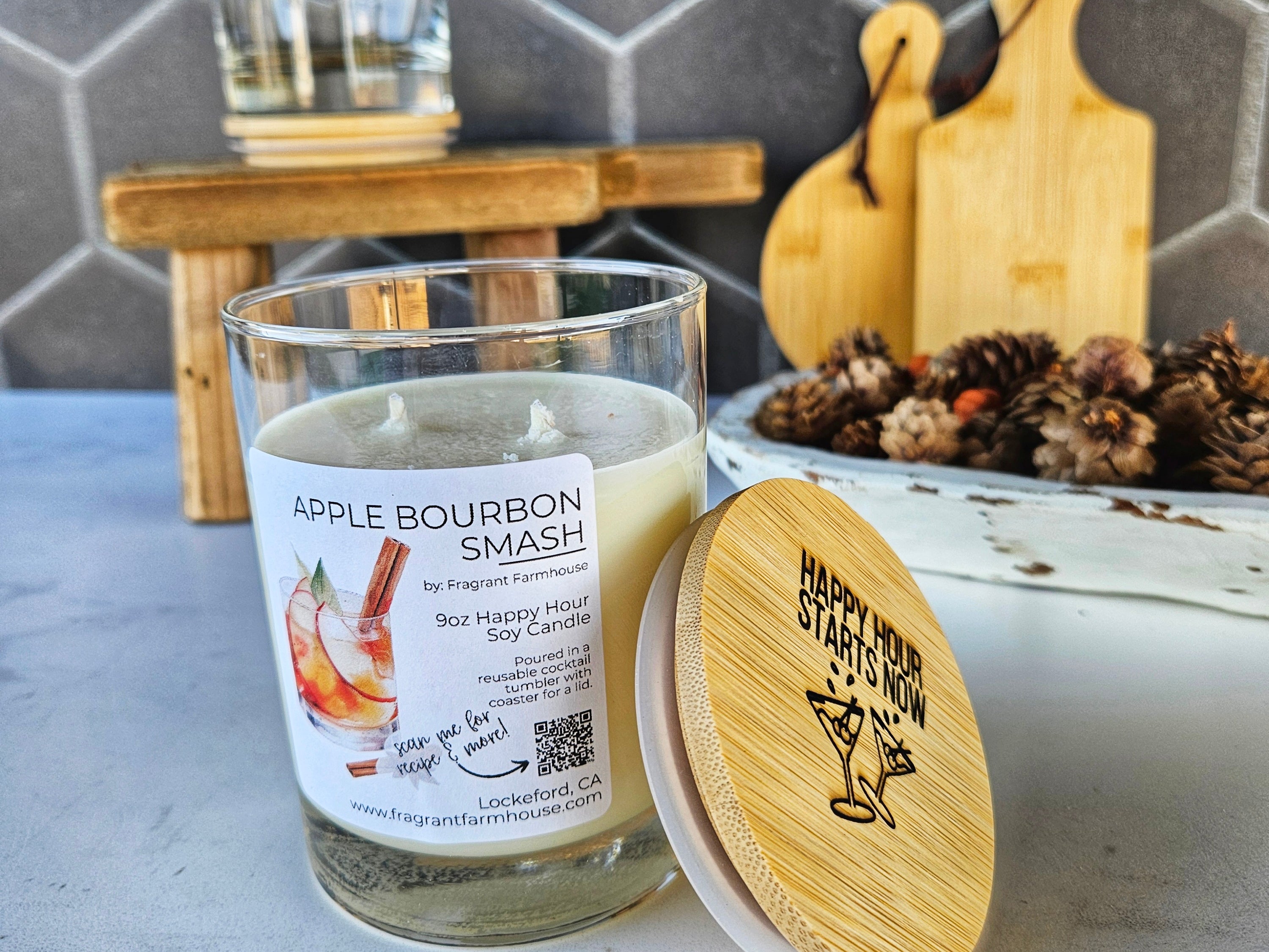 Apple Bourbon Smash Cocktail Candle