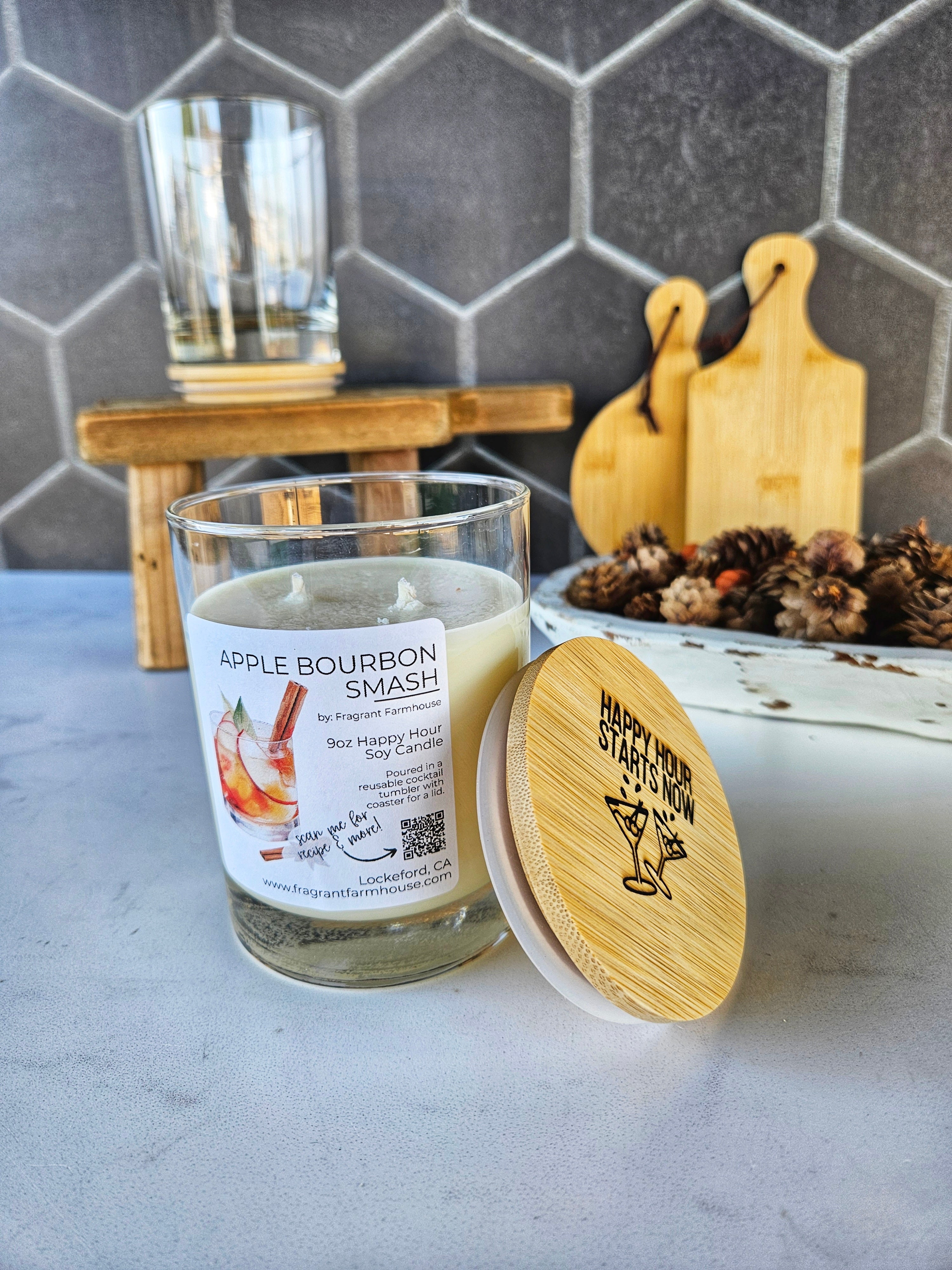 Apple Bourbon Smash Cocktail Candle