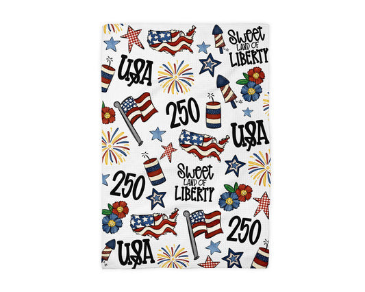 USA 250 4th July Patriotic Kitchen Towel Waffle America