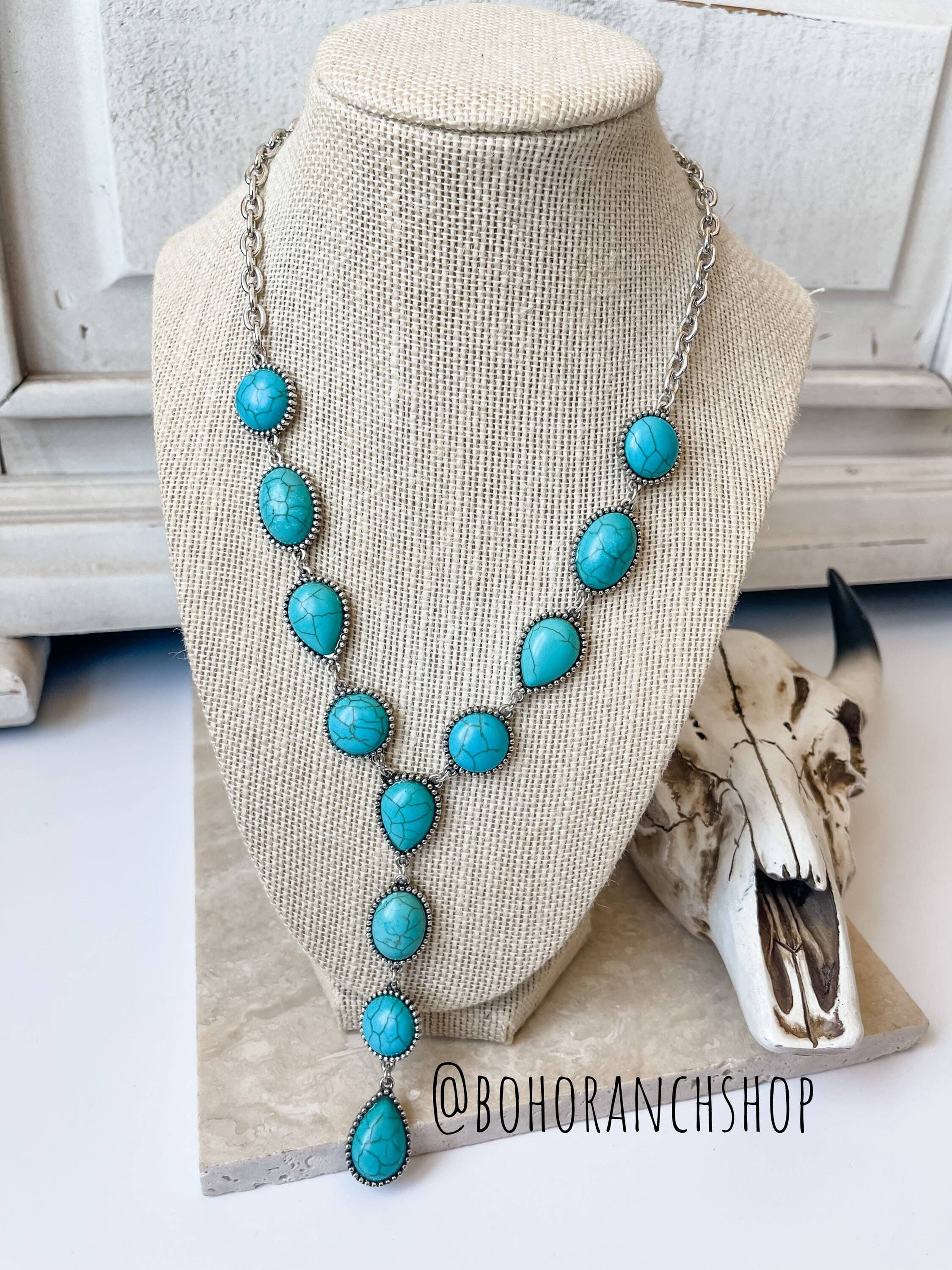 Western Y Necklace - Turquoise