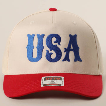 USA Typography Embroidery Two-Tone Trucker Hat