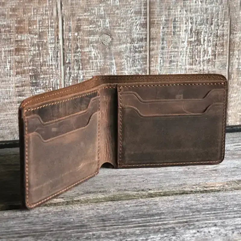 Genuine Leather Bifold Wallet Handmade Wallet for Men Rustic: Brown