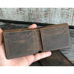 Genuine Leather Bifold Wallet Handmade Wallet for Men Rustic: Brown