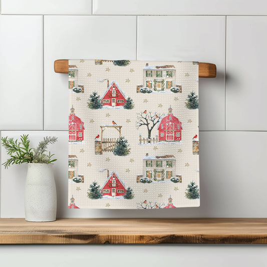 Christmas Tree Kitchen Tea Towel Waffle Holiday Farmhouse