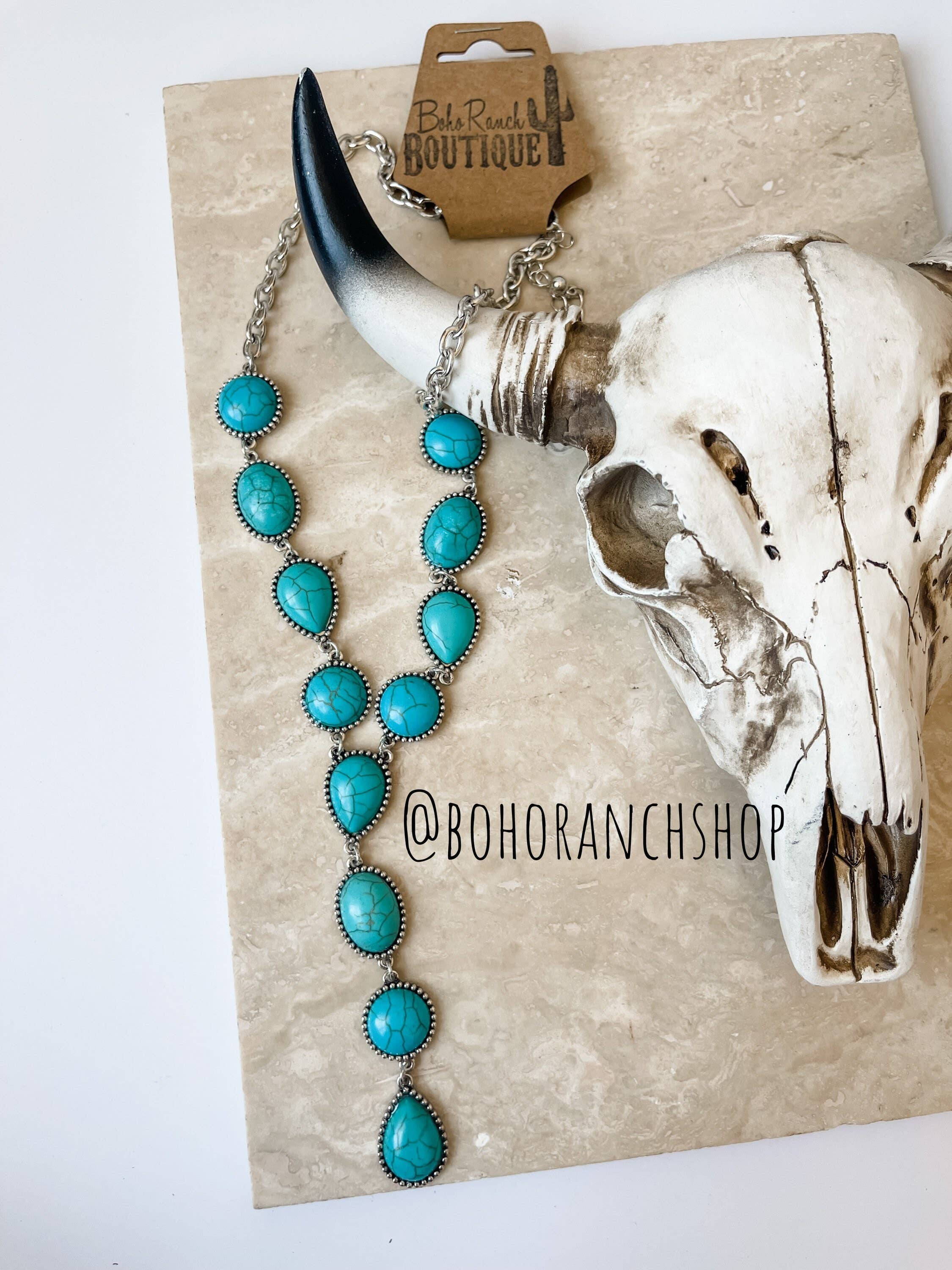 Western Y Necklace - Turquoise