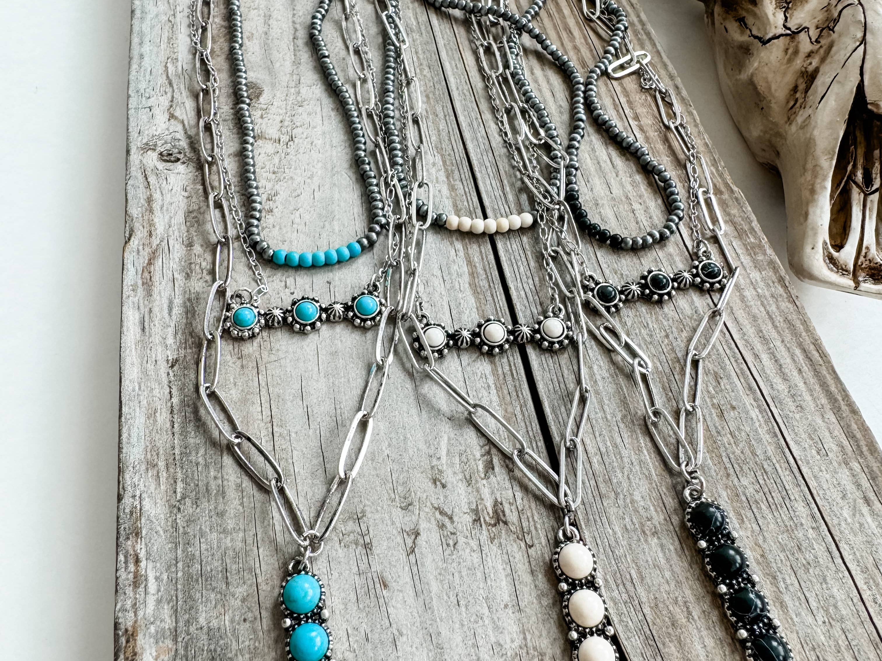 Long Layered Necklace - Turquoise Choker