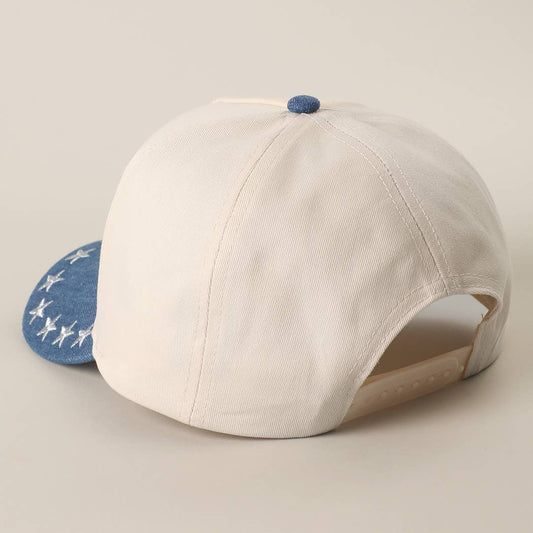 YEEHAW AMERICA Embroidered Star Denim Trucker Hat