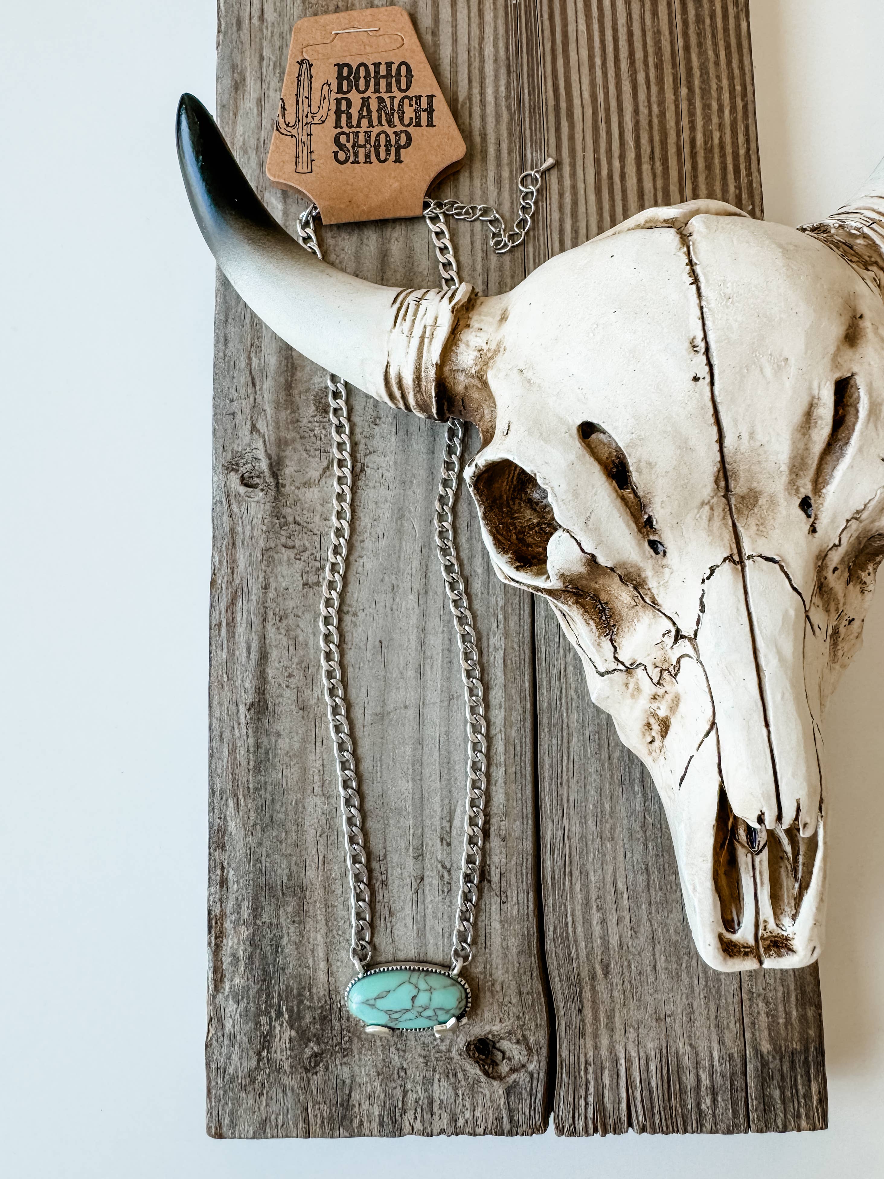 Western Moon and Star Stone Necklace