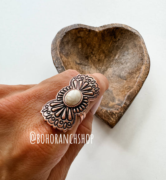 Western Adjustable Conch Concho Ring - Copper