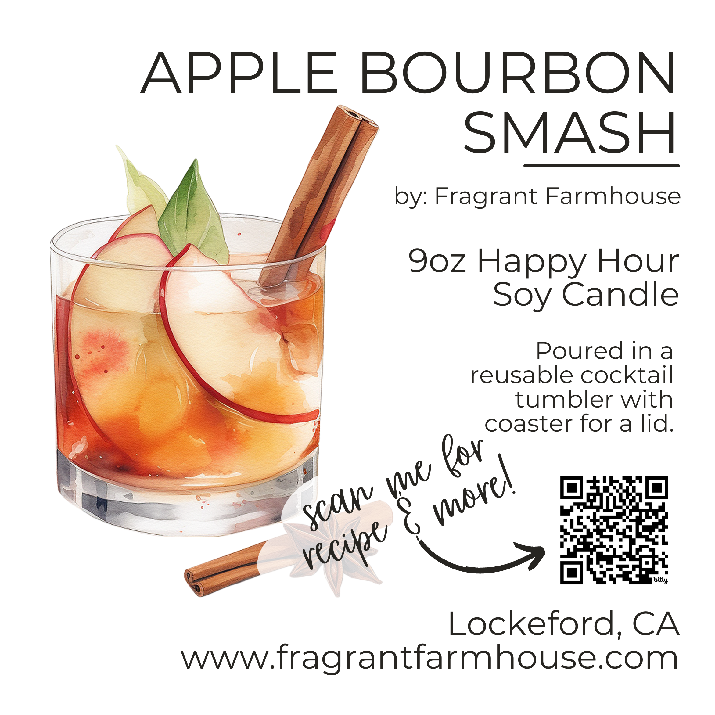 Apple Bourbon Smash Cocktail Candle