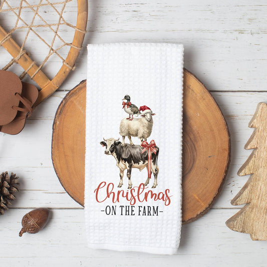 On the Farm Christmas Towel, Christmas Farm Home Decor Gift