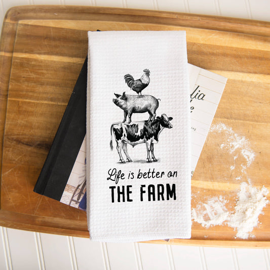 On the Farm Kitchen Towel, Waffle Weave Baking Towel