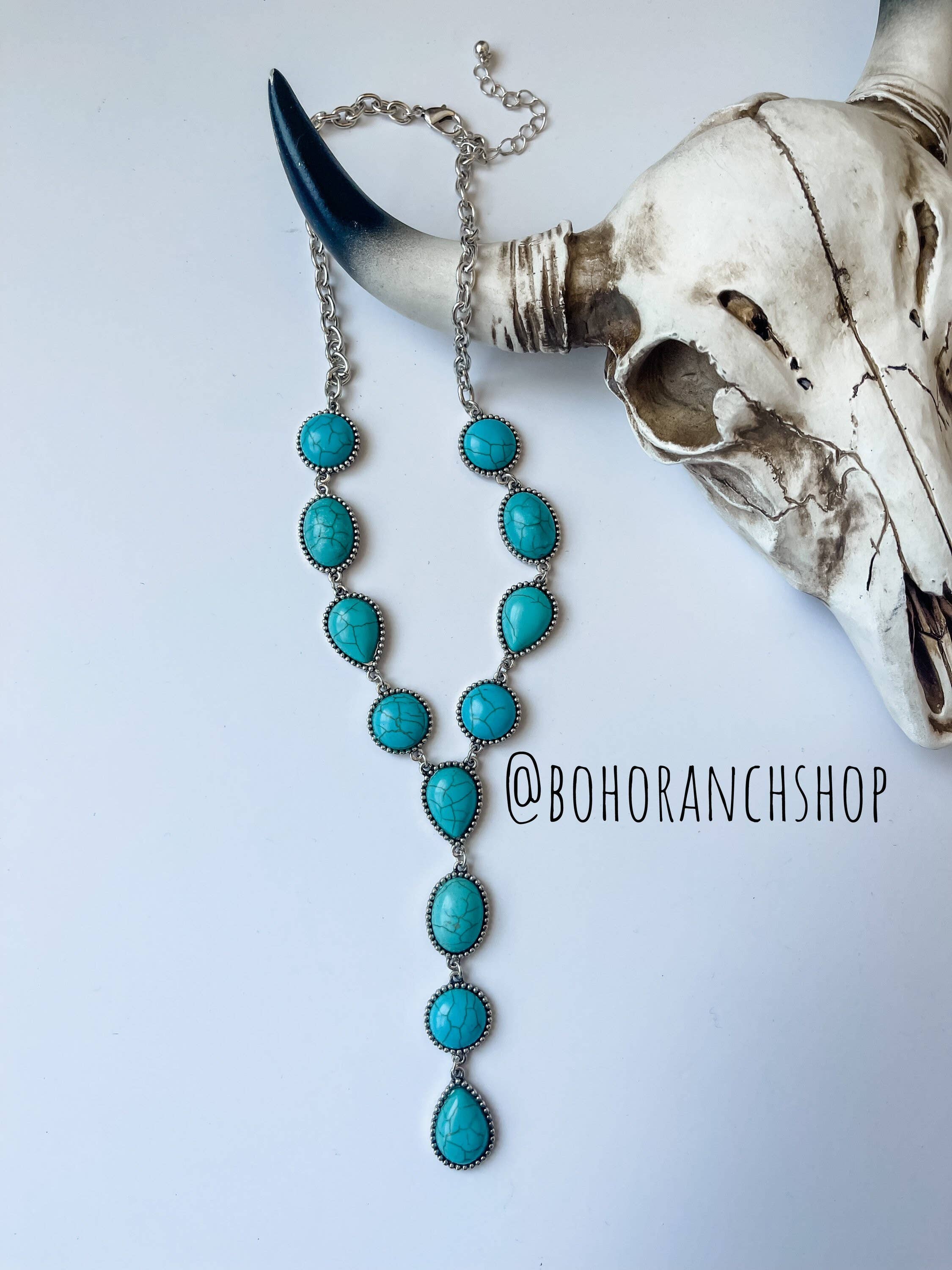 Western Y Necklace - Turquoise