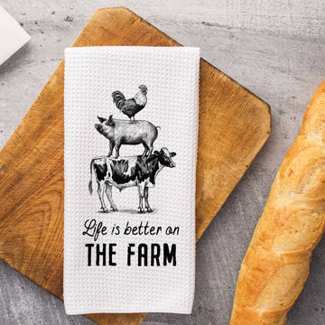 On the Farm Kitchen Towel, Waffle Weave Baking Towel