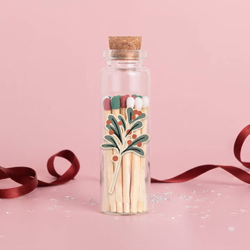 Christmas Matches in Small Vial with Holly Berry Sticker
