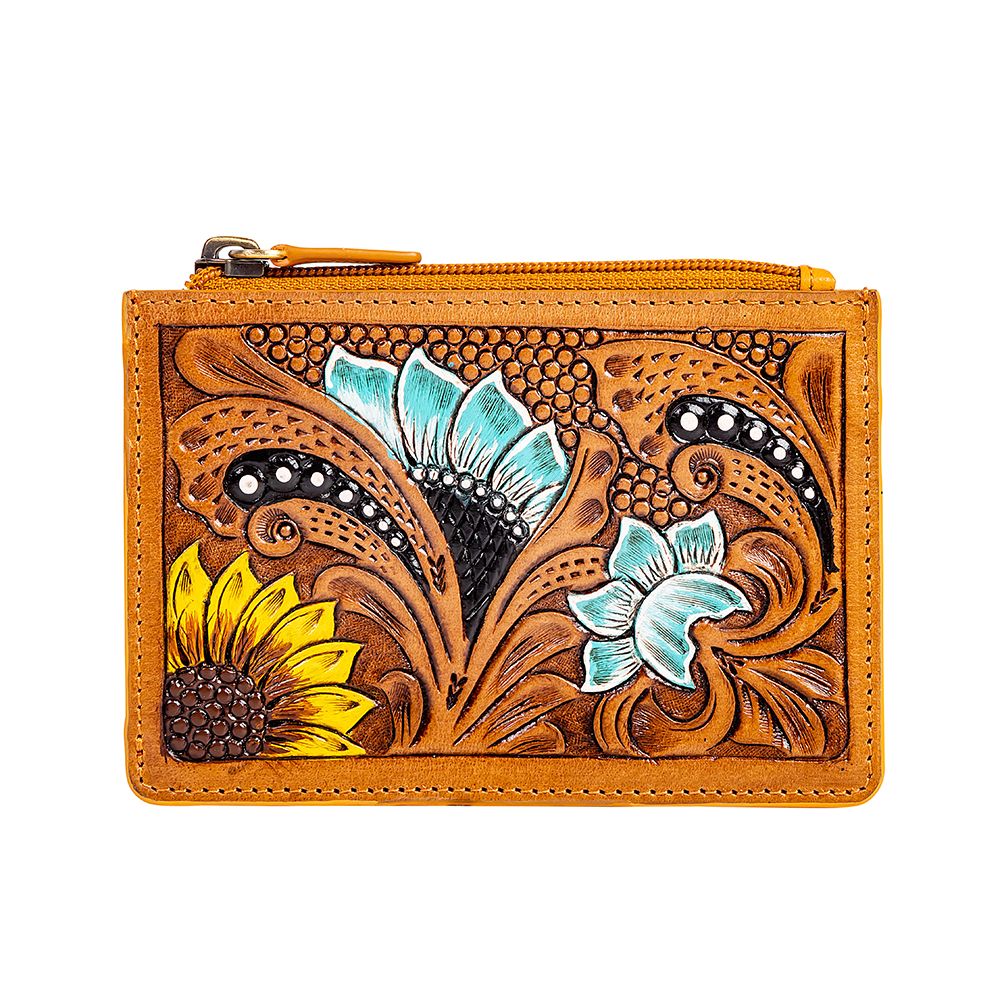 Blooms on the Trail Hand-Tooled Credit Card Holder