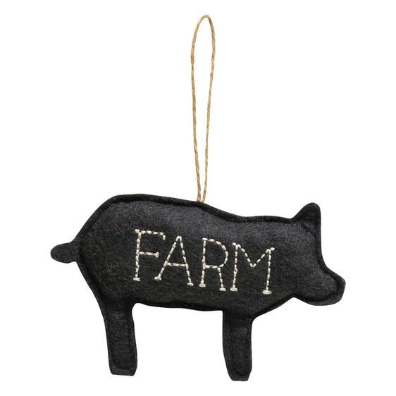 Felt Farm Pig Ornament