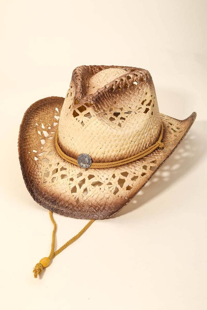Rope Strap Straw Braided Cowboy Hat