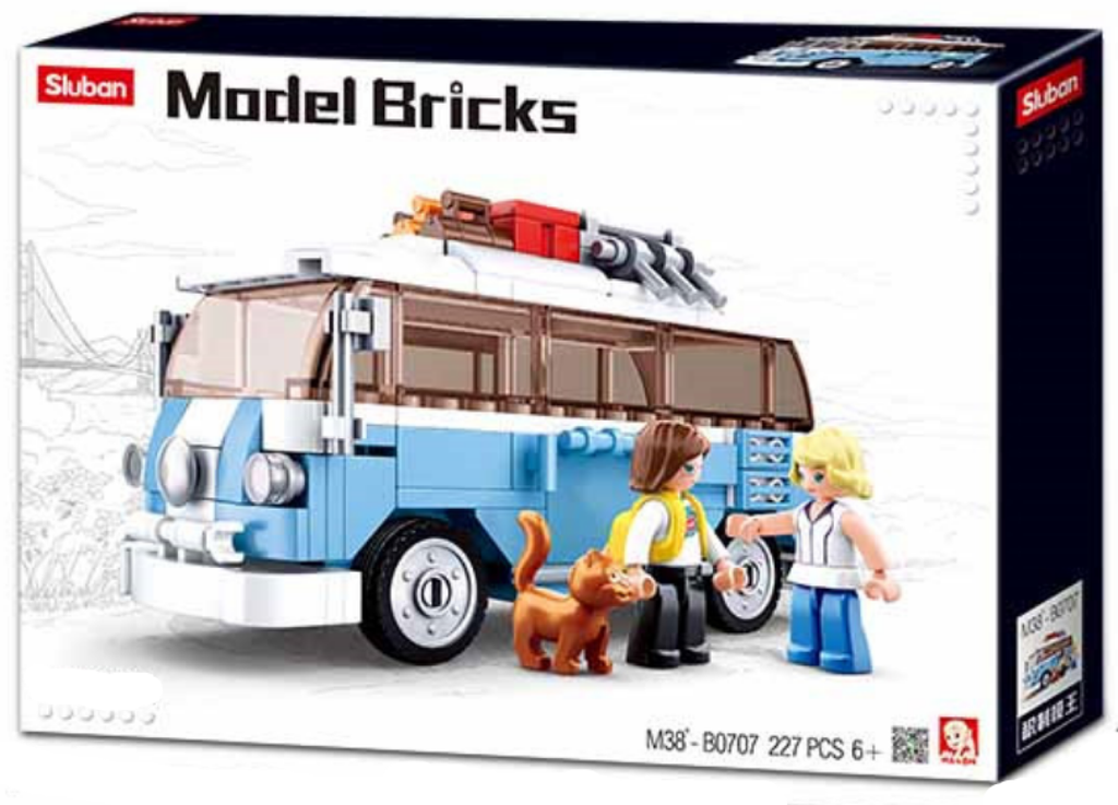 Model Bricks Blue T1 Van Building Brick Kit (233 Pcs)